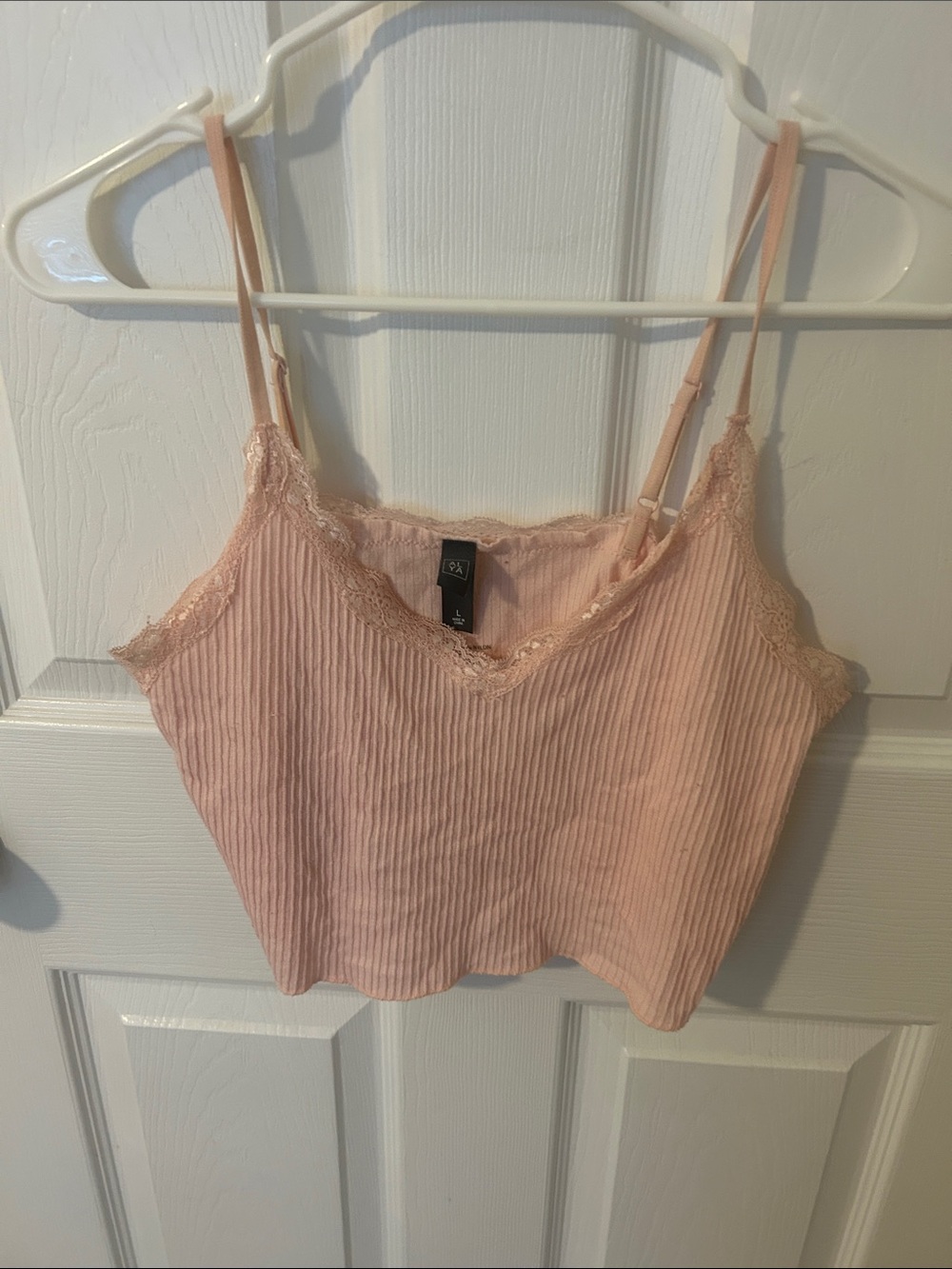 Francesca's Collections Blush Pink Ribbed Lace Cami